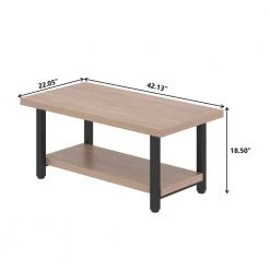 42 in. Industrial Light Brown Wood Rectangle Metal Framed Cocktail Coffee Table with Storage Shelf by Magic Home -Cheap Tidoin Store brown magic home coffee tables mh ho ct004 c3 1000