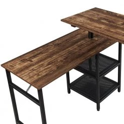 43.3 in. Brown Home Office L Shaped 360° Rotating Standing Computer Writing Desk with 2 Shelves by Magic Home 16 43.3 in. Brown Home Office L Shaped 360° Rotating Standing Computer Writing Desk with 2 Shelves by Magic Home -Cheap Tidoin Store brown magic home computer desks cs wf194824aad 1f 1000