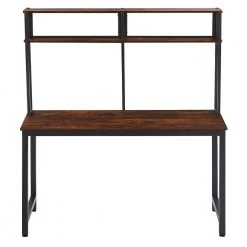 55.1 in. W Rectangle Brown MDF Desktop Solid Steel Frame Computer Desk Modern PC Workstation with Hutch and Shelves by Magic Home -Cheap Tidoin Store brown magic home computer desks cs wf198005aat 4f 1000