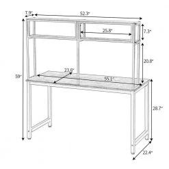 55.1 in. W Rectangle Brown MDF Desktop Solid Steel Frame Computer Desk Modern PC Workstation with Hutch and Shelves by Magic Home -Cheap Tidoin Store brown magic home computer desks cs wf198005aat c3 1000