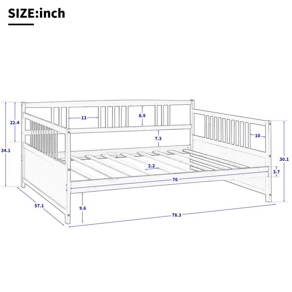 Brown Full Size Wood Daybed with Support Legs by Magic Home 5 Brown Full Size Wood Daybed with Support Legs by Magic Home - Image 3