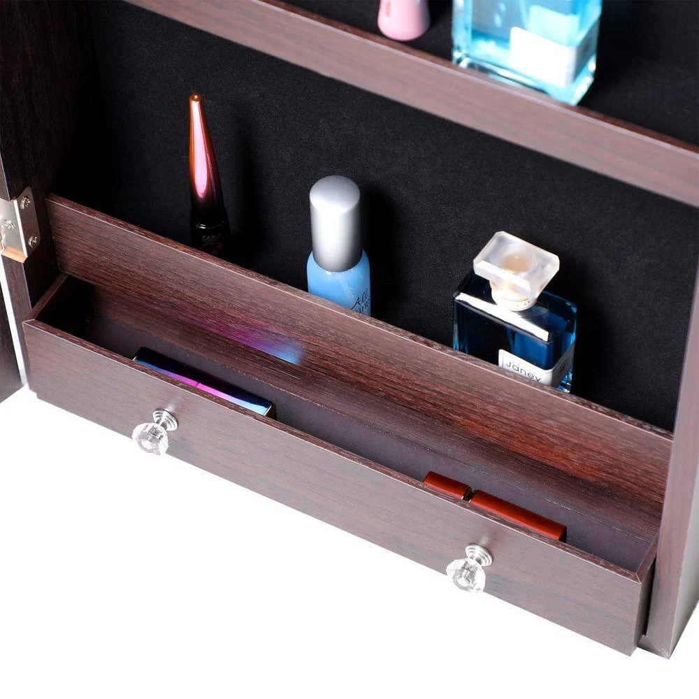 Fashion Brown Jewelry Armoire Simple Mirror Cabinet with Storage 43.3 in. H x 14.2 in. W by Magic Home 11 Fashion Brown Jewelry Armoire Simple Mirror Cabinet with Storage 43.3 in. H x 14.2 in. W by Magic Home - Image 9