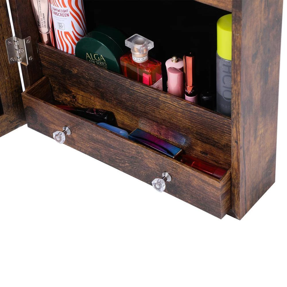 Modern Brown 43.3 in. H x 14.2 in. W Jewelry Armoire Simple Mirror Cabinet with Storage by Magic Home 6 Modern Brown 43.3 in. H x 14.2 in. W Jewelry Armoire Simple Mirror Cabinet with Storage by Magic Home - Image 4