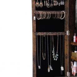 Modern Brown 43.3 in. H x 14.2 in. W Jewelry Armoire Simple Mirror Cabinet with Storage by Magic Home 23 Modern Brown 43.3 in. H x 14.2 in. W Jewelry Armoire Simple Mirror Cabinet with Storage by Magic Home -Cheap Tidoin Store brown magic home jewelry armoires cs w40727671 fa 1000