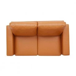 60.2 in. Brown PU Leather 2-Seats Loveseat with Wodden Leg by Magic Home -Cheap Tidoin Store brown magic home loveseats cs wf212760aad 1f 1000