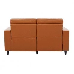 60.2 in. Brown PU Leather 2-Seats Loveseat with Wodden Leg by Magic Home -Cheap Tidoin Store brown magic home loveseats cs wf212760aad 44 1000