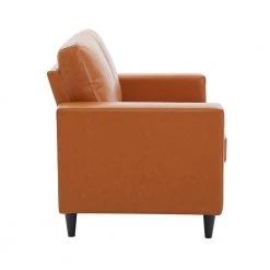 60.2 in. Brown PU Leather 2-Seats Loveseat with Wodden Leg by Magic Home -Cheap Tidoin Store brown magic home loveseats cs wf212760aad 4f 1000