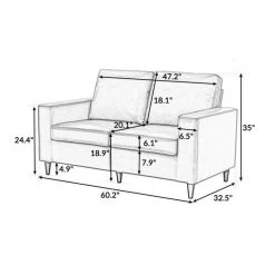 60.2 in. Brown PU Leather 2-Seats Loveseat with Wodden Leg by Magic Home -Cheap Tidoin Store brown magic home loveseats cs wf212760aad c3 1000