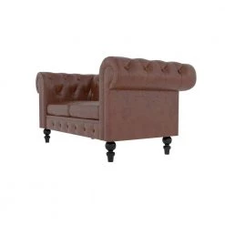 61.4 in. Roll Arm Classic 2-Piece PU Leather Tufted 2-Seats Loveseat with Pillows in Brown by Magic Home -Cheap Tidoin Store brown magic home loveseats mh sf p802s pu 4f 1000