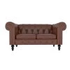 61.4 in. Roll Arm Classic 2-Piece PU Leather Tufted 2-Seats Loveseat with Pillows in Brown by Magic Home -Cheap Tidoin Store brown magic home loveseats mh sf p802s pu 64 1000