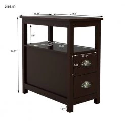 2-Drawer Brown Narrow Nightstand with Open Shelf by Magic Home -Cheap Tidoin Store brown magic home nightstands cs w28206526 c3 1000