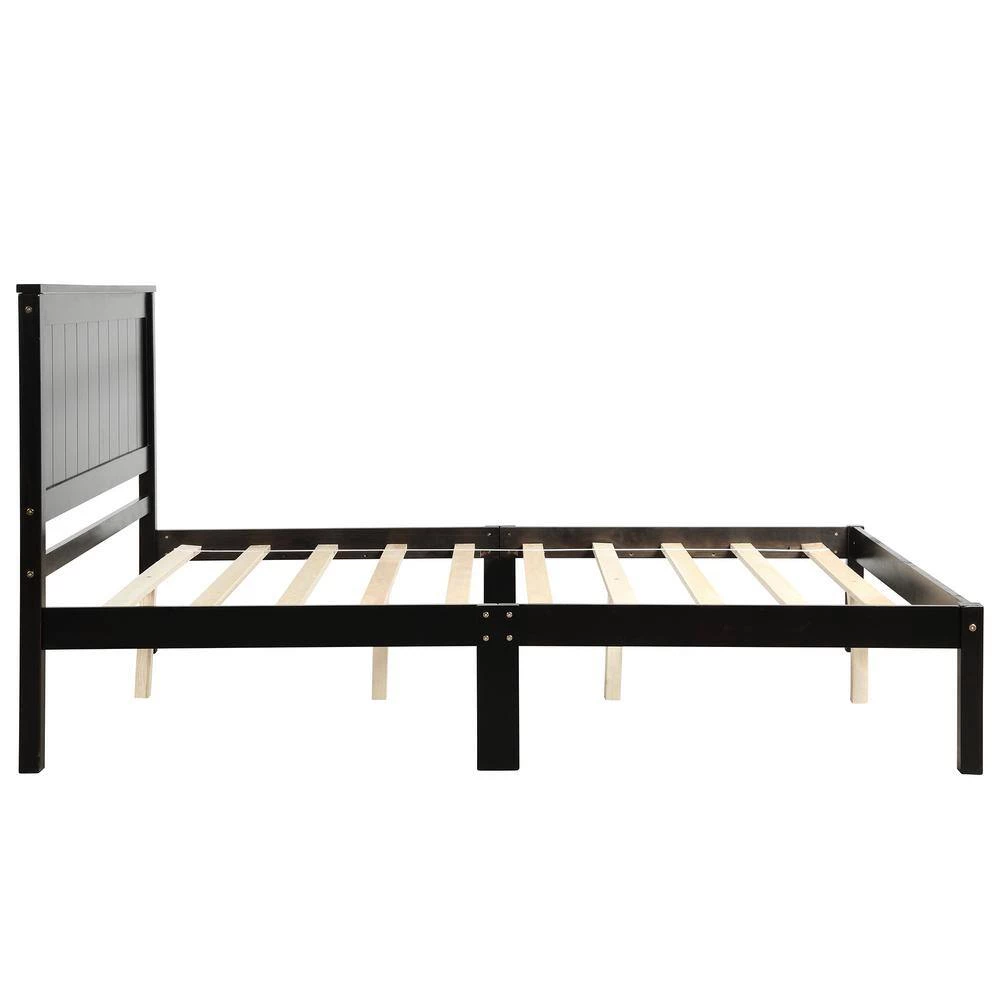 Brown Full Size Wood Platform Bed with Headboard by Magic Home 6 Brown Full Size Wood Platform Bed with Headboard by Magic Home - Image 4