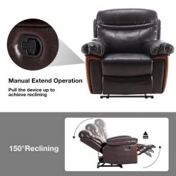 Modern PU Leather Recliner Chair with Heating and Massage Vibrating Function, Brown by Magic Home -Cheap Tidoin Store brown magic home recliners cs pp191618aad 1f 1000