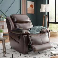 Brown Faux Leather Heated Massage Recliner Sofa with 8 Vibration Points by Magic Home -Cheap Tidoin Store brown magic home recliners cs pp193878eaa 31 1000