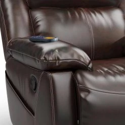 Brown Faux Leather Heated Massage Recliner Sofa with 8 Vibration Points by Magic Home -Cheap Tidoin Store brown magic home recliners cs pp193878eaa 4f 1000