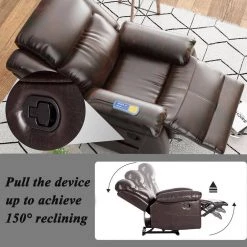 Brown Faux Leather Heated Massage Recliner Sofa with 8 Vibration Points by Magic Home -Cheap Tidoin Store brown magic home recliners cs pp193878eaa fa 1000