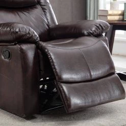 32.5 in. PU Leather Manual Recliner Chair, Brown by Magic Home -Cheap Tidoin Store brown magic home recliners cs w22311828 4f 1000