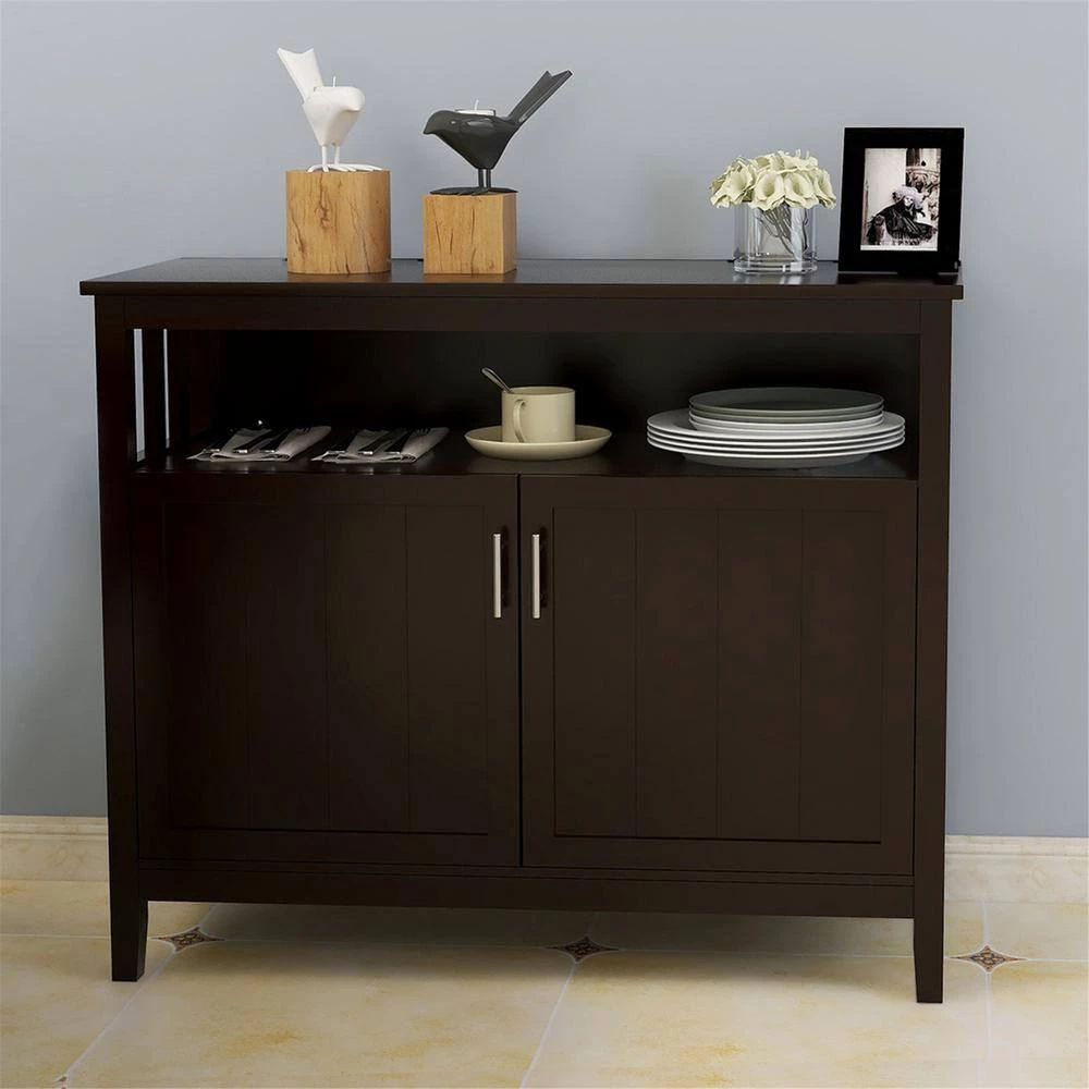 Brown Kitchen Storage Sideboard and Buffet Server Cabinet with 2-Shelves by Magic Home 4 Brown Kitchen Storage Sideboard and Buffet Server Cabinet with 2-Shelves by Magic Home - Image 2
