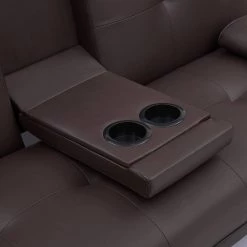 67 in. Black PU Twin Size Sleeper Bed 2 Seats Loveseats With 2 Cup Holders by Magic Home -Cheap Tidoin Store brown magic home sofa beds cs w22307770 1f 1000