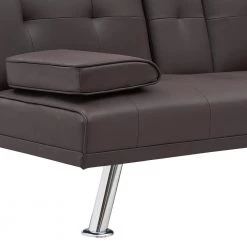 67 in. Black PU Twin Size Sleeper Bed 2 Seats Loveseats With 2 Cup Holders by Magic Home -Cheap Tidoin Store brown magic home sofa beds cs w22307770 76 1000