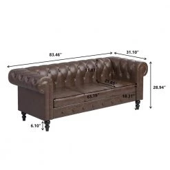 83.46 in. Classic Rolled Arm Faux Leather PU Tufted Straight Sofa in Brown by Magic Home 9 83.46 in. Classic Rolled Arm Faux Leather PU Tufted Straight Sofa in Brown by Magic Home -Cheap Tidoin Store brown magic home sofas couches cs w24717097 c3 1000