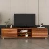 62.99 in. Walnut Media Console Entertainment Center Storage TV Stand for TV Up to 70 in. by Magic Home