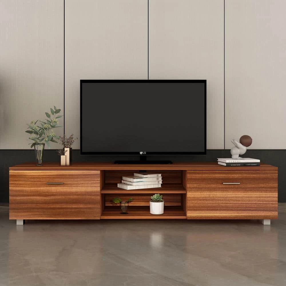62.99 in. Walnut Media Console Entertainment Center Storage TV Stand for TV Up to 70 in. by Magic Home 3 62.99 in. Walnut Media Console Entertainment Center Storage TV Stand for TV Up to 70 in. by Magic Home