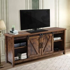 51.9 in. Brown TV Stand Entertainment Center with 2 Shelves and 2 Doors Fits TV's Up to 55 in. by Magic Home