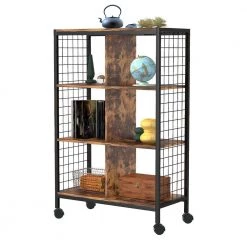 28.35 in. Wide Brown Rectangular 4-Shelves Accent Bookcase with 4-Wheel by Tidoin -Cheap Tidoin Store brown tidoin bookcases bookshelves fug ydw9 350 1f 1000