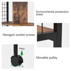 28.35 in. Wide Brown Rectangular 4-Shelves Accent Bookcase with 4-Wheel by Tidoin -Cheap Tidoin Store brown tidoin bookcases bookshelves fug ydw9 350 44 1000