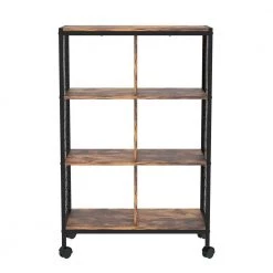 28.35 in. Wide Brown Rectangular 4-Shelves Accent Bookcase with 4-Wheel by Tidoin -Cheap Tidoin Store brown tidoin bookcases bookshelves fug ydw9 350 4f 1000