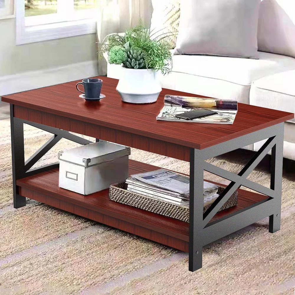 21.65 in. D x 39.37 in. W x 17.71 in. H Brown Standard Rectangle Coffee Table by Tidoin 9 21.65 in. D x 39.37 in. W x 17.71 in. H Brown Standard Rectangle Coffee Table by Tidoin - Image 7