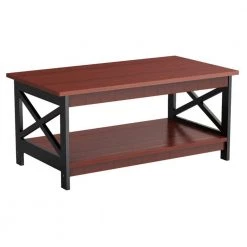 21.65 in. D x 39.37 in. W x 17.71 in. H Brown Standard Rectangle Coffee Table by Tidoin