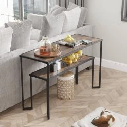 48 in. Brown 29.5 in. Rectangle Wood Top End Table with 1-Tier Storage-Shelf by Tidoin -Cheap Tidoin Store brown tidoin end side tables lxz ydsf 11rc 31 1000