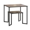 26 in. Brown 24 in. Square Wood Top End Table with 2-Tier Storage-Shelf by Tidoin