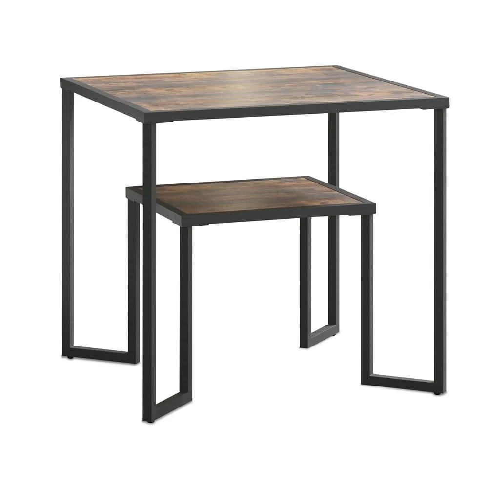 26 in. Brown 24 in. Square Wood Top End Table with 2-Tier Storage-Shelf by Tidoin 3 26 in. Brown 24 in. Square Wood Top End Table with 2-Tier Storage-Shelf by Tidoin