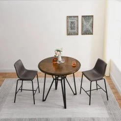 40.24 in. Round Brown Wood Top with Black Metal Leg by Tidoin -Cheap Tidoin Store brown tidoin kitchen dining tables lzx ydbz 59cr 31 1000