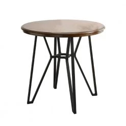 40.24 in. Round Brown Wood Top with Black Metal Leg by Tidoin