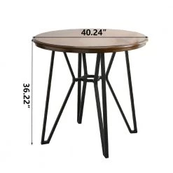 40.24 in. Round Brown Wood Top with Black Metal Leg by Tidoin -Cheap Tidoin Store brown tidoin kitchen dining tables lzx ydbz 59cr c3 1000
