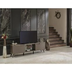 Modern 67 in. Wood Brown TV Stand with 2 Storage Shelves and 2 Doors Fits TV's up to 70 in. by Tidoin -Cheap Tidoin Store brown tidoin tv stands fur ydb0 500 4f 1000