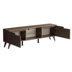 Modern 67 in. Wood Brown TV Stand with 2 Storage Shelves and 2 Doors Fits TV's up to 70 in. by Tidoin