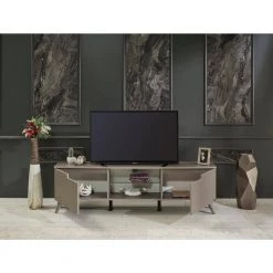 Modern 67 in. Wood Brown TV Stand with 2 Storage Shelves and 2 Doors Fits TV's up to 70 in. by Tidoin -Cheap Tidoin Store brown tidoin tv stands fur ydb0 500 77 1000