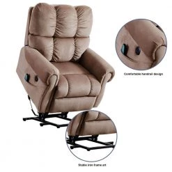 Brown Electric Power Lift with Heat Therapy and Massage,Padded Arms and Back, Camel Brown by Magic Home -Cheap Tidoin Store camel brown magic home recliners cs pp190323aab 1f 1000