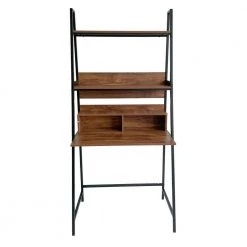 33 in. Rectangular Chestnut Wood Computer Desk with 2-Tier by Tidoin