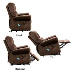 Heat Therapy and Massage Heavy Recliner with Padded Arms and Back, Chocolate Brown by Magic Home -Cheap Tidoin Store chocolate brown magic home recliners cs pp194326aaf 4f 1000