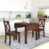 48 in. 3-Piece Drop Leaf Breakfast Nook Wood Dining Table Set with Chairs, Brown by Magic Home -Cheap Tidoin Store dark brown magic home dining room sets cs sm000112aab 64 1000
