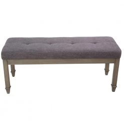 16.14 in. D x 45.28 in. W x 18.9 in. H Dark Gray Upholstered Bench with Wood Legs by Tidoin