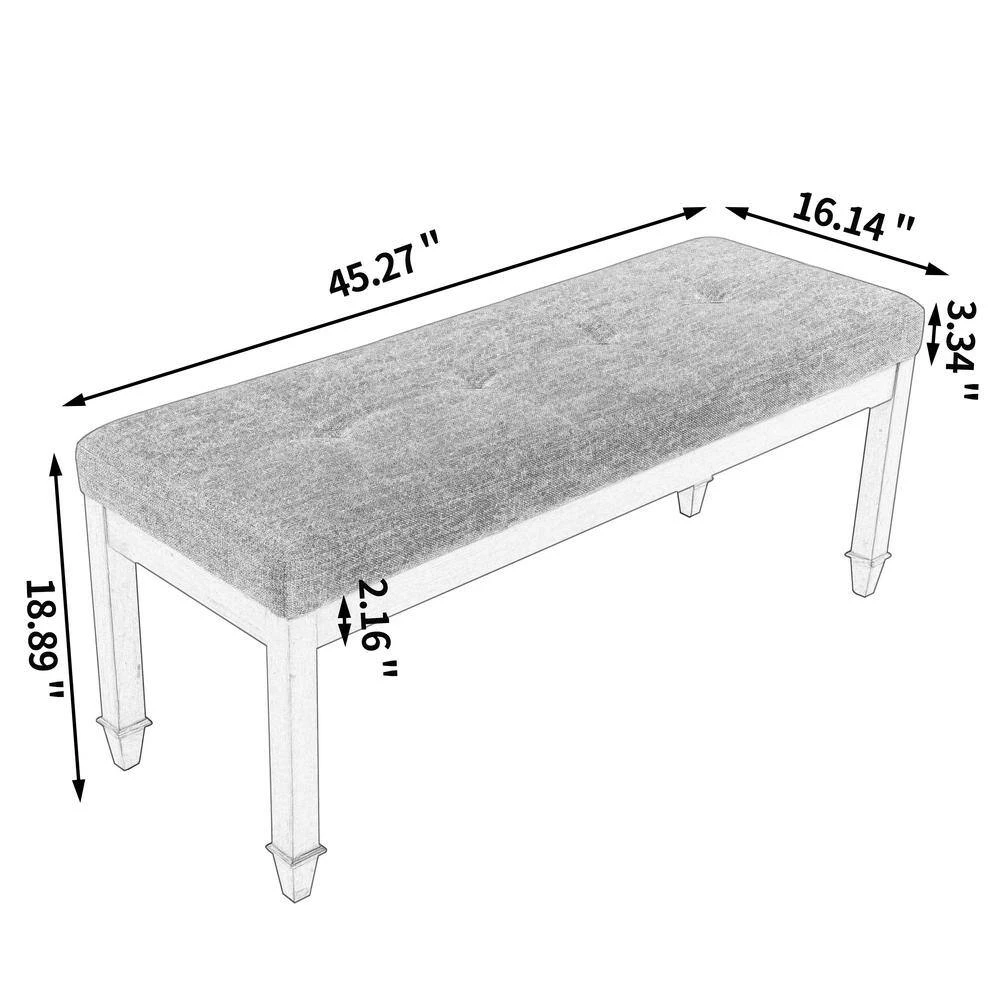 16.14 in. D x 45.28 in. W x 18.9 in. H Dark Gray Upholstered Bench with Wood Legs by Tidoin 5 16.14 in. D x 45.28 in. W x 18.9 in. H Dark Gray Upholstered Bench with Wood Legs by Tidoin - Image 3