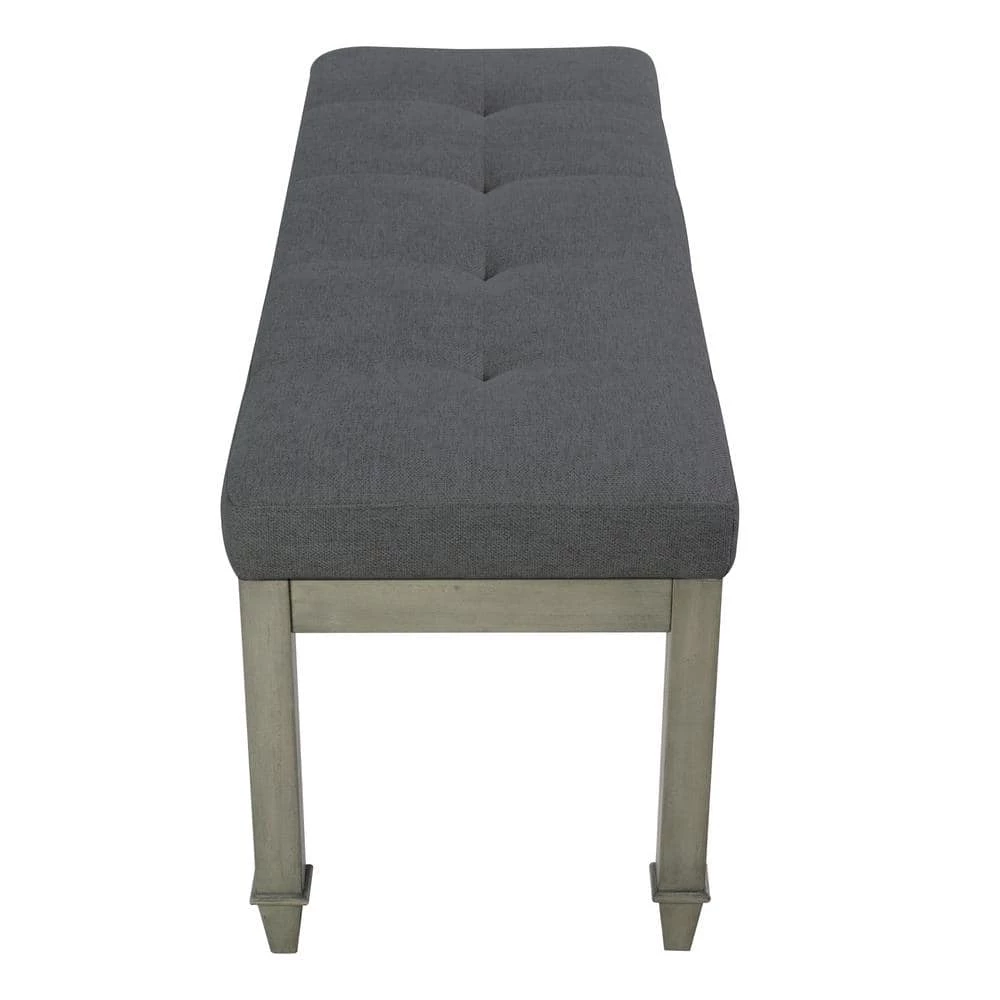 16.14 in. D x 45.28 in. W x 18.9 in. H Dark Gray Upholstered Bench with Wood Legs by Tidoin 4 16.14 in. D x 45.28 in. W x 18.9 in. H Dark Gray Upholstered Bench with Wood Legs by Tidoin - Image 2