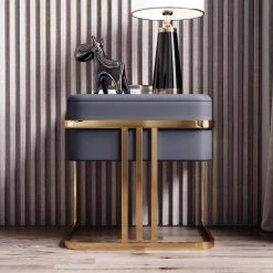 1-Drawer Dark Gray PU NightStand with Stainless Steel Legs (19.69 in. x 15.75 in. x 19.69 in.) by Magic Home -Cheap Tidoin Store dark gray magic home nightstands mh ns001bu 31 1000